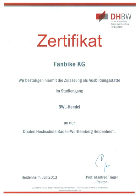 FanBike als Ausbildungsstätte